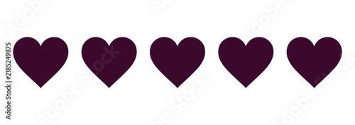 Zero heart rating scale with empty pink elements on transparent background