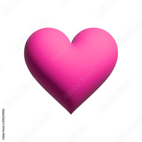 Volumetric pink heart shape with soft 3D effect on transparent background