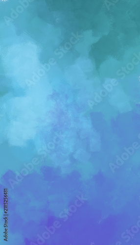 Vertical blue and green watercolor texture with rich ocean gradient brush strokes. Artistic background