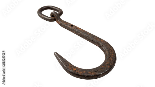 Принти на полотні Old vintage rusty iron hook hanging accessory isolated on transparent background