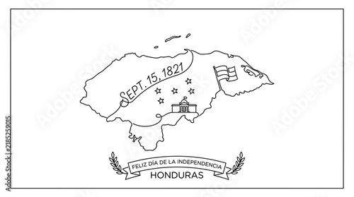 Honduras Independence Day Illustration with Map Outline and National Symbols