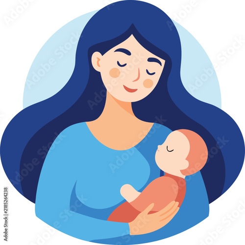 Happy mother holding her newborn baby in her arms Vector