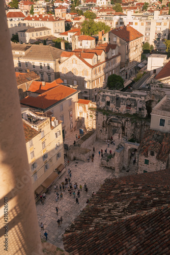 Foto View down into a historic square in Split old town Croatia