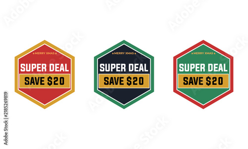 Christmas Super Deal Sale Badges Vector Set for Holiday Promotions