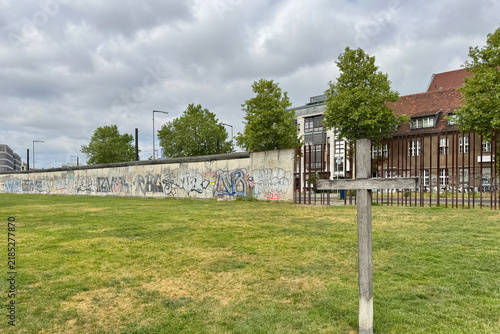 Commemorative cross of the Sophien Parish at Berlin Wall Memorial in Berlin, Germany