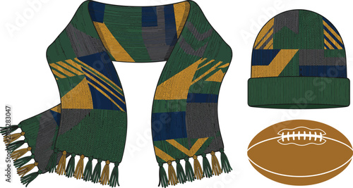 Football Fan Scarf Illustration for Supporters and Sports Events