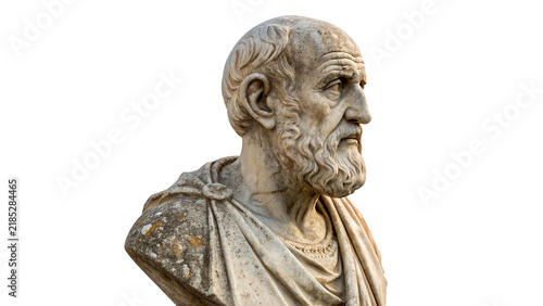 Fotografie Historical marble bust sculpture of an ancient Greek philosopher isolated on tra