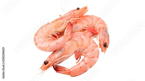 Group of fresh pink boiled shrimps delicious seafood ingredient isolated on transparent background