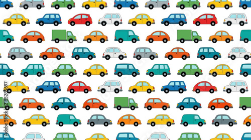 Seamless Pattern of Colorful Compact Cars KFA Pro Automotive Transport Design Illustration