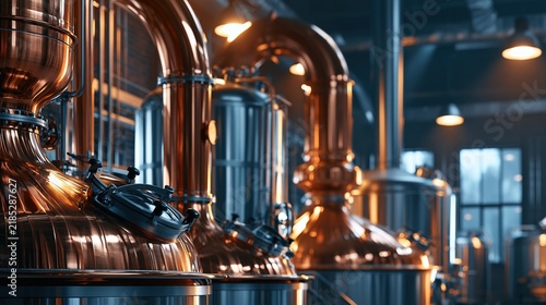 Obraz na płótnie Industrial Copper Tanks in Brewery