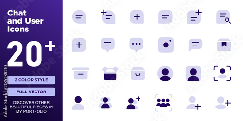 Message and User Icon Set, Clean UI Communication Vector Icons for App, Website, and Chat