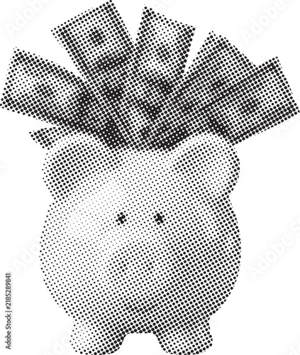 retro halftone money saving in jar dot pop art vector illustration