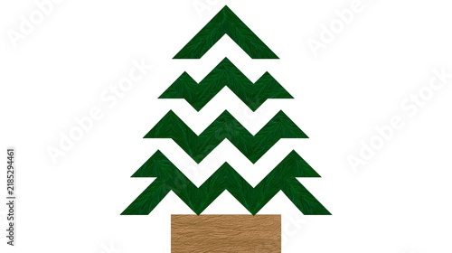 Isolated abstract Christmas tree illustration with stylized green branches and brown trunk design