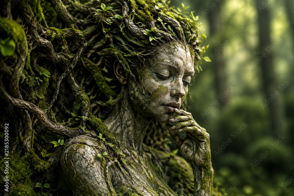 Fototapeta premium Mystical representation of mythology showing harmony between spirit and nature.