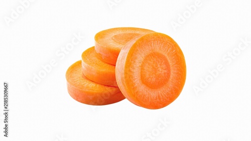 Konstfotografi Sliced carrots on a white background showcase vibrant orange hues