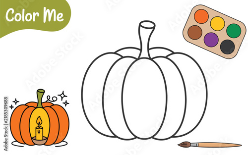Color me activity page for children featuring a large pumpkin for coloring kids activities coloring book paint palette jack o lantern art supply halloween