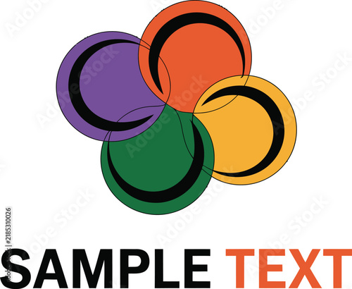 Colorful overlapping circles with sample text