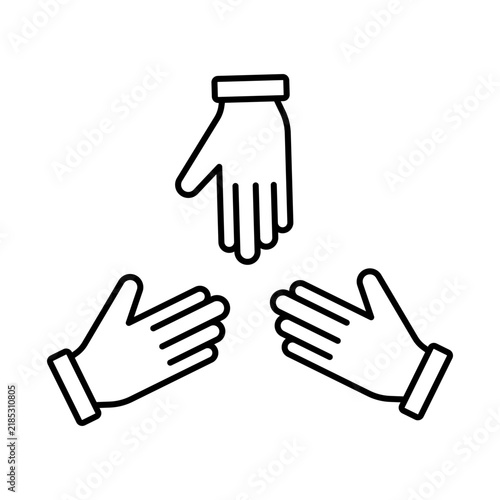 Three Hands Supporting Each Other for Teamwork, Unity, and Collaboration, Mutual Support and Helping Hands Concept for Community and Partnership, vector, icon