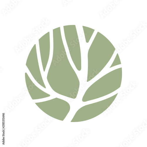 Minimal Botanical Leaf Icon, Abstract Nature Symbol, Green Eco Vector Illustration