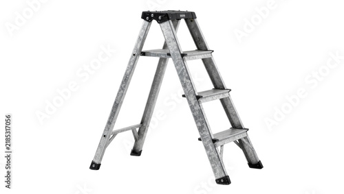 Canvastavla Aluminum stepladder with black rubber feet, isolated on transparent background