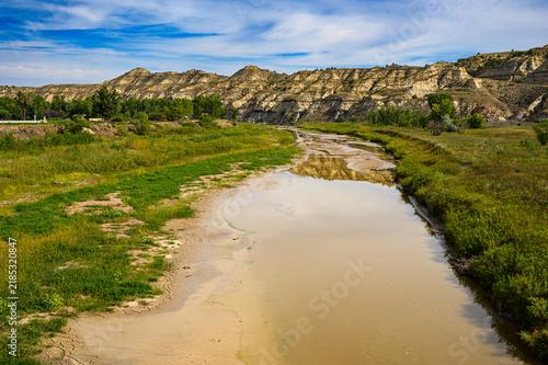 Foto Very low water level on the Little Missouri River in Western North Dakota due to prolonged hot dry weather