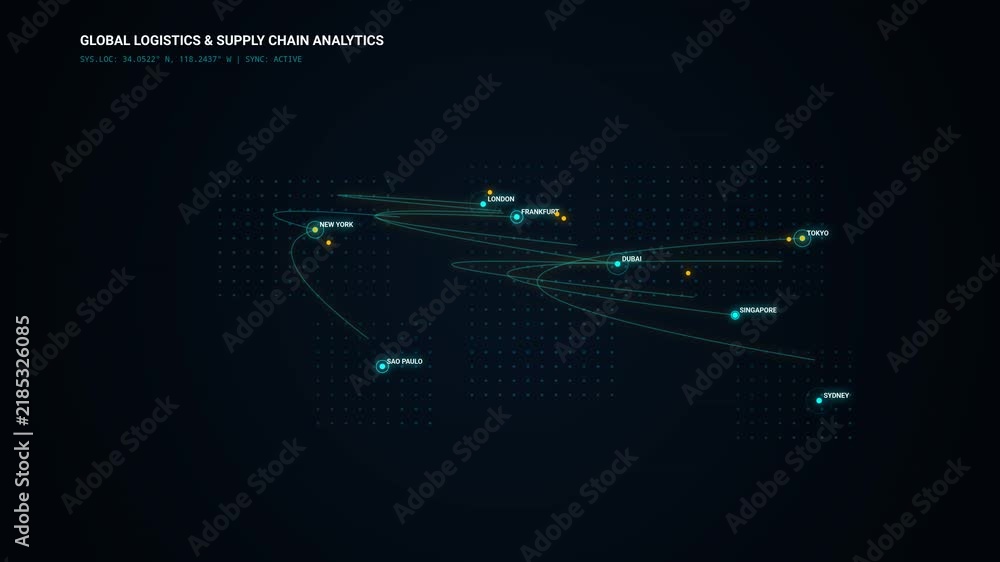 Motion Render of Global Logistics and Supply Chain Analytics HUD with ...