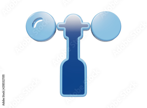 Quadro su tela 3D rendered blue anemometer icon representing wind speed measurement tool isolat