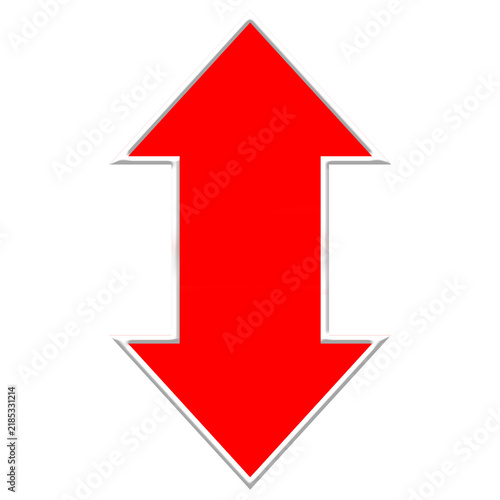 Fotografie Red Up and Down Vertical Double Arrow Icon Isolated