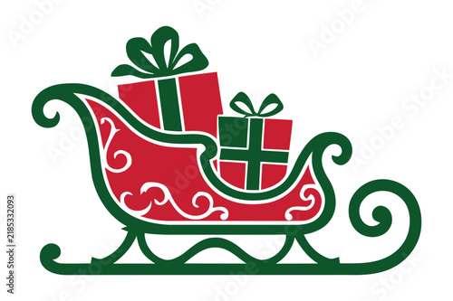 Bild auf Leinwand Santa sleigh carrying christmas presents as holiday decor with christmas