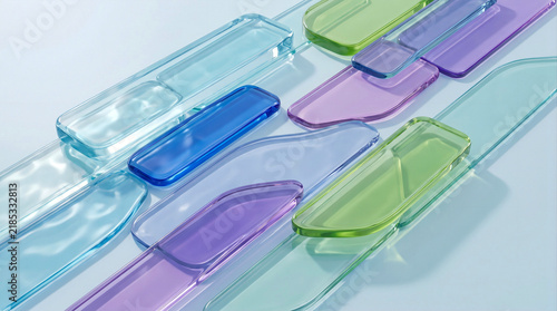 Colorful translucent glass bars abstract 3D render pattern background