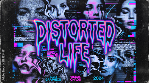 Vibrant cyberpunk collage poster with 