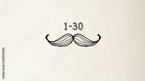 A simple black outline of a mustache with numbers one to thirty above it
