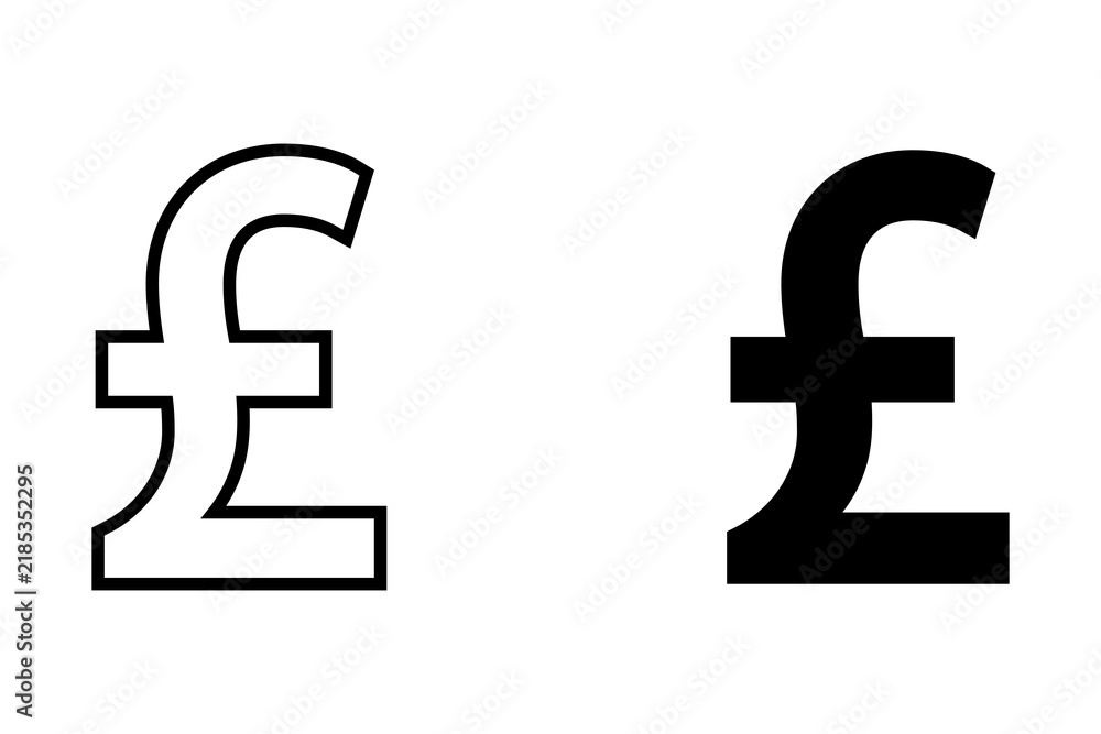 Obraz premium Black and outline british pound sterling currency symbols