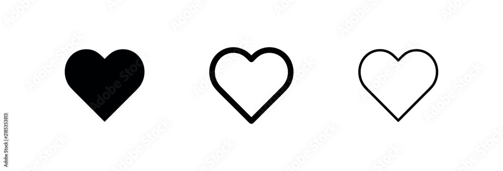 Obraz premium Heart Icon Set - Love, Like, Favorite, and Social Media Symbol
