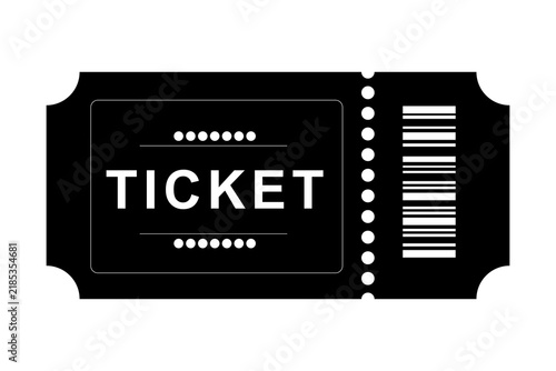 Bild auf Leinwand Black admit one ticket icon with barcode for cinema or event entry