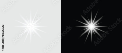 Bright starburst light effect isolated on transparent background during twilight with subtle lens flare for digital design