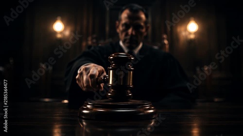 A metaphorical expression. Corrupt Judge Strikes a Biased Verdict as Justice Fades to Darkness.