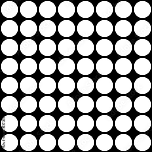 Seamless White Circle Geometric Pattern on Black Background