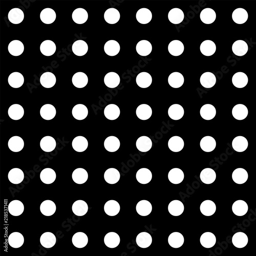 Seamless White Circle Geometric Pattern on Black Background