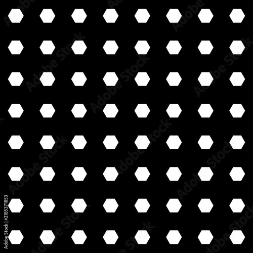 Konstfotografi Seamless White Hexagon Geometric Pattern on Black Background