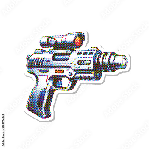 Obraz na płótnie Laser with scope futuristic halftone vector illustration