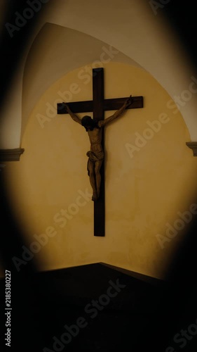 Christ crucified inside a sacred Christian church