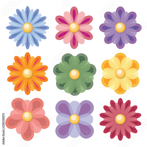Set featuring various 3D flower models