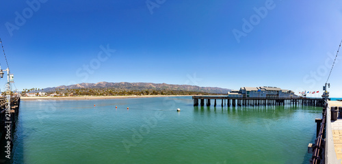 scenic panorama view to coastline and pioer of Santa Barbara,