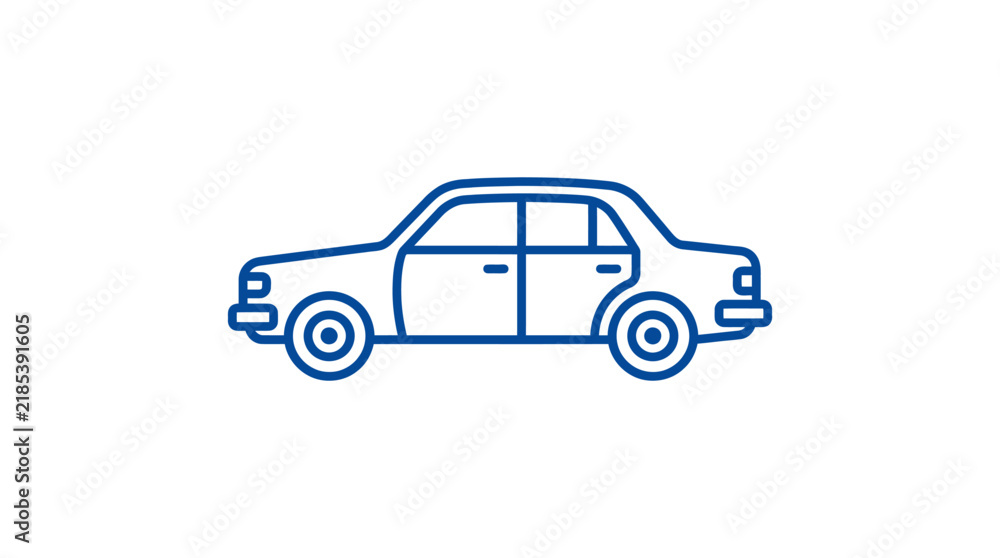 Fototapeta premium Minimalist line art icon of a classic sedan car.