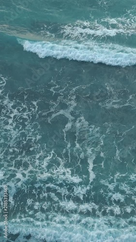 Ocean Waves from Above with White Sea Foam