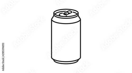 Line art illustration of a beverage can with a pull tab
