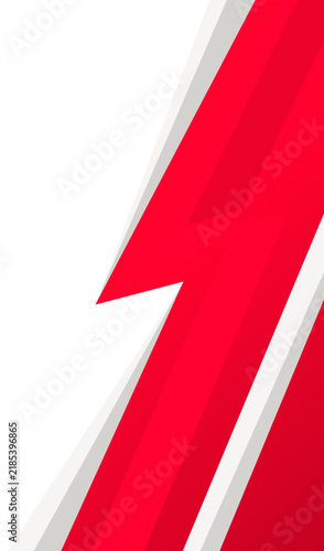 Dynamic red lightning bolt graphic on a white background symbolizing energy and speed.