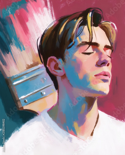 Artistic Male Portrait with Large Paint Brush