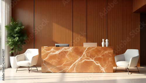 Elegant Reception Space with Textured Wood Paneling and Clean Interior Style